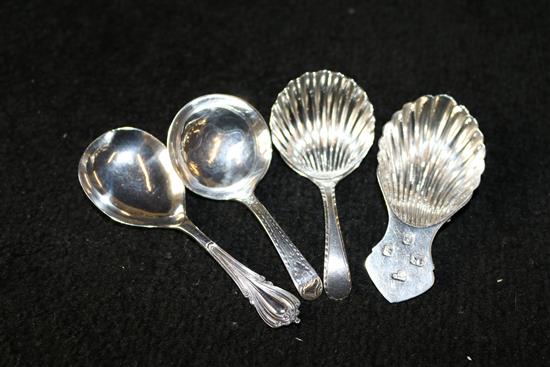 4 silver caddy spoons ( 2 Georgian)